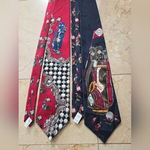 Lot 2 Tabasco Hot Sauce Vs Golf Neck Ties 100% Silk